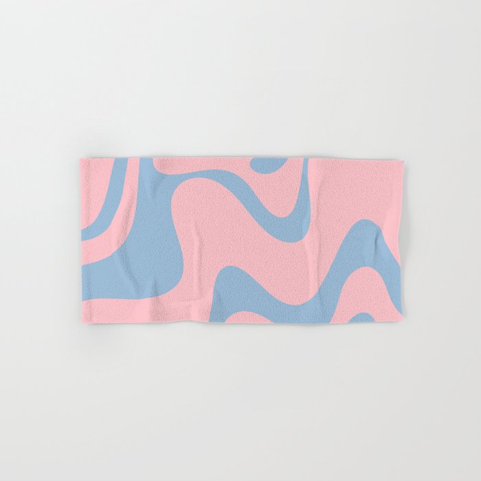 Pastel Pink and Light Blue Retro Liquid Swirl Abstract 2 Bath Towel Gallery Image 1