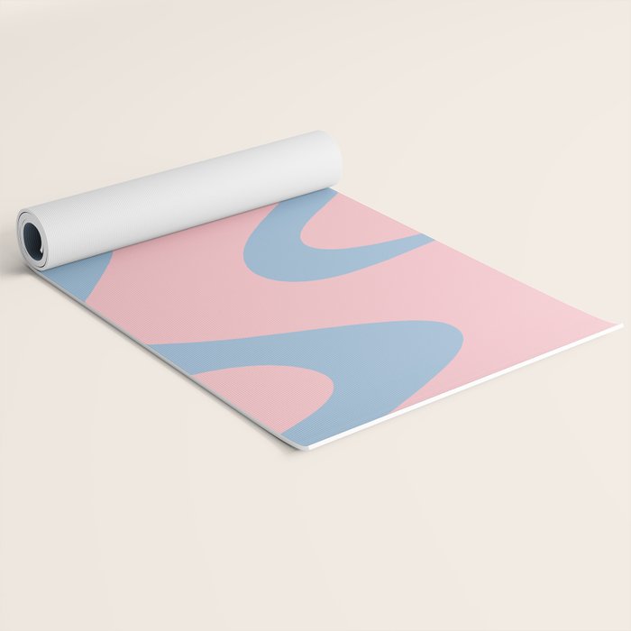 Pastel Pink and Light Blue Retro Liquid Swirl Abstract 2 Yoga Mat Gallery Image 2