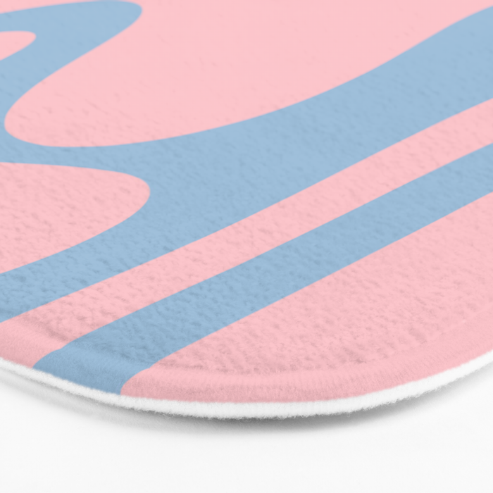 Pastel Pink and Light Blue Retro Liquid Swirl Abstract 2 Bath Mat Gallery Image 3