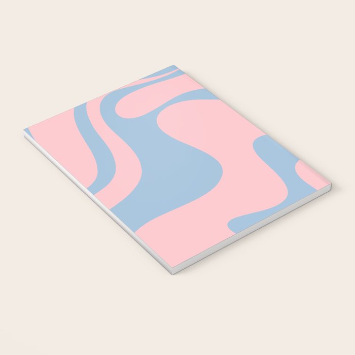 Pastel Pink and Light Blue Retro Liquid Swirl Abstract 2 Notebook Gallery Image 3