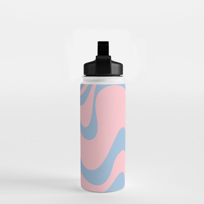 Pastel Pink and Light Blue Retro Liquid Swirl Abstract 2 Water Bottle Gallery Image 2