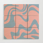 Pastel Pink and Light Blue Retro Liquid Swirl Abstract 2 Wood Wall Art Gallery Image 1