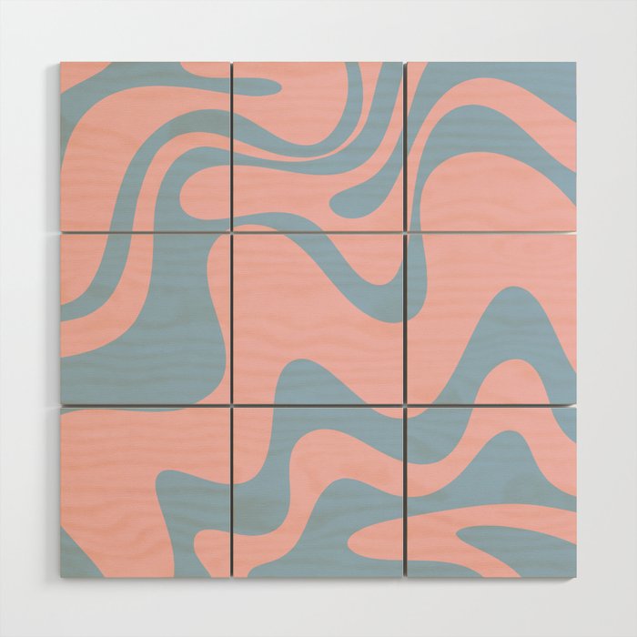 Pastel Pink and Light Blue Retro Liquid Swirl Abstract 2 Wood Wall Art Gallery Image 1