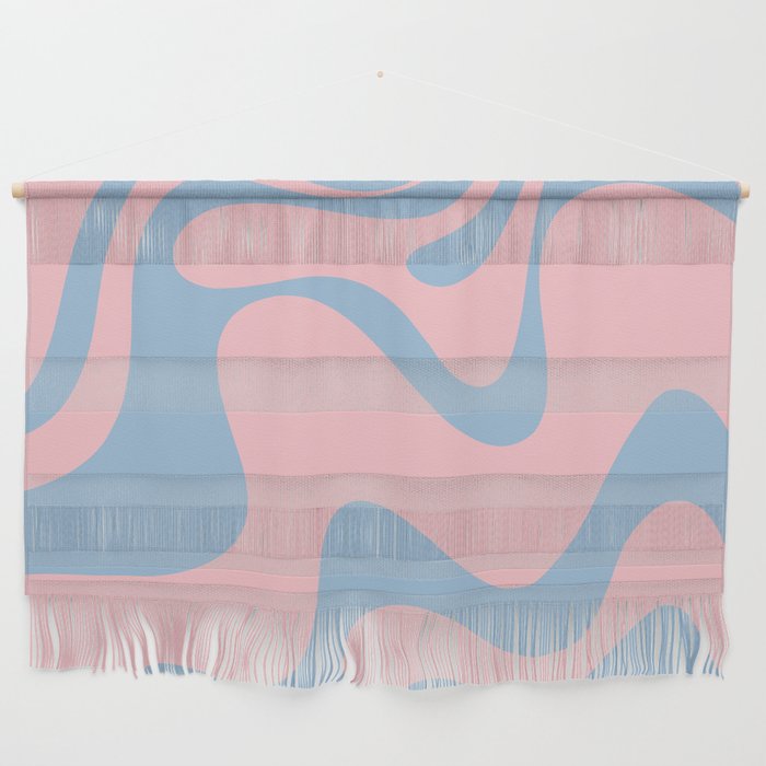 Pastel Pink and Light Blue Retro Liquid Swirl Abstract 2 Wall Hanging Gallery Image 1