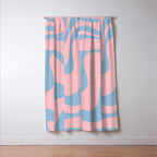 Pastel Pink and Light Blue Retro Liquid Swirl Abstract 2 Window Curtain Gallery Image 3