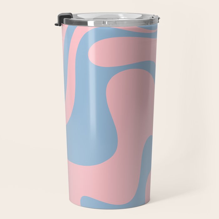 Pastel Pink and Light Blue Retro Liquid Swirl Abstract 2 Travel Mug Gallery Image 3