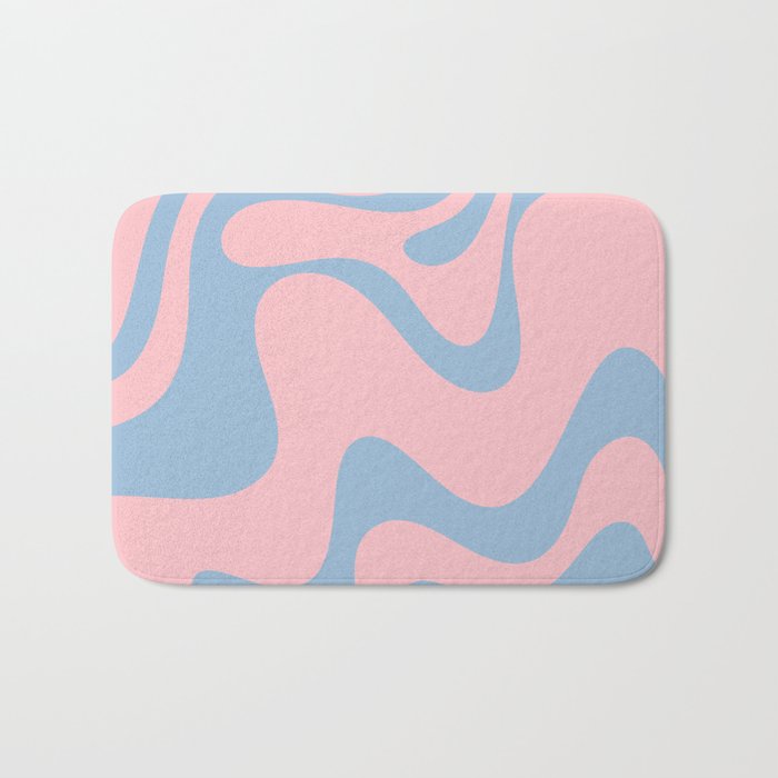 Pastel Pink and Light Blue Retro Liquid Swirl Abstract 2 Bath Mat Gallery Image 1