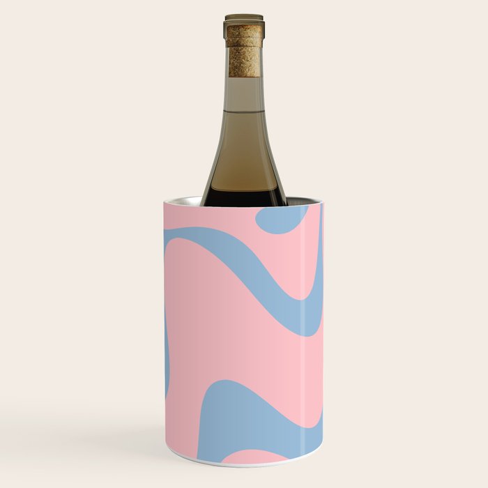 Pastel Pink and Light Blue Retro Liquid Swirl Abstract 2 Wine Chiller Gallery Image 1