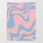 Pastel Pink and Light Blue Retro Liquid Swirl Abstract 2 Poster Gallery Image 4
