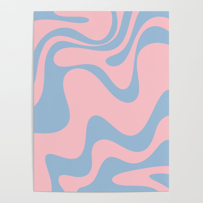 Pastel Pink and Light Blue Retro Liquid Swirl Abstract 2 Poster Gallery Image 4