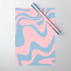 Pastel Pink and Light Blue Retro Liquid Swirl Abstract 2 Wrapping Paper Gallery Image 1