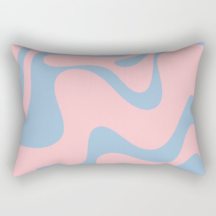 Pastel Pink and Light Blue Retro Liquid Swirl Abstract 2 Rectangular Pillow Gallery Image 1