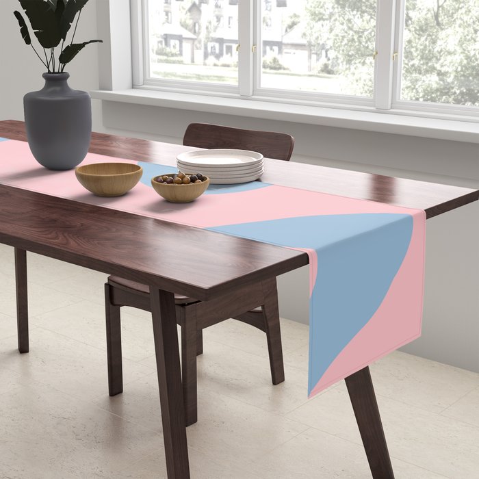 Pastel Pink and Light Blue Retro Liquid Swirl Abstract 2 Table Runner Gallery Image 2
