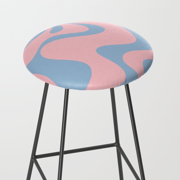 Pastel Pink and Light Blue Retro Liquid Swirl Abstract 2 Stool Gallery Image 2