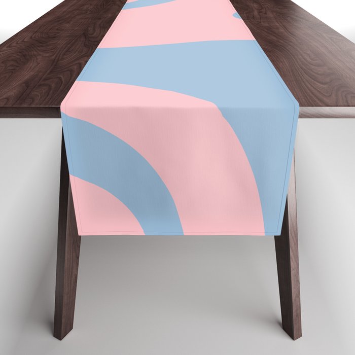 Pastel Pink and Light Blue Retro Liquid Swirl Abstract 2 Table Runner Gallery Image 1