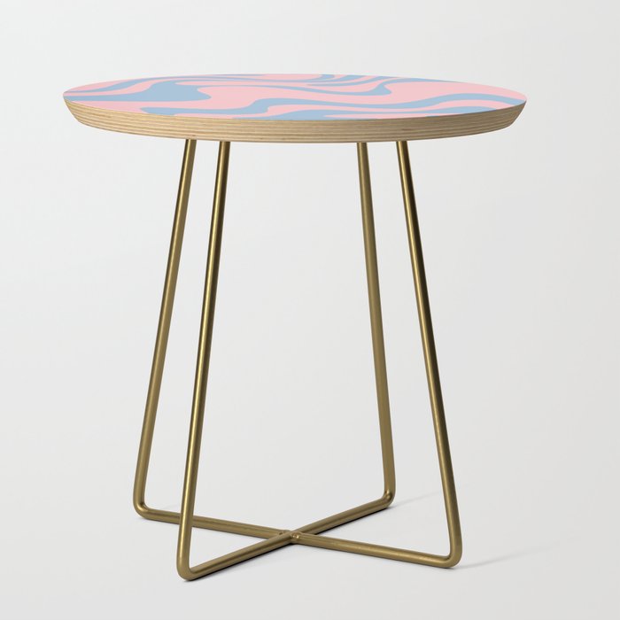 Pastel Pink and Light Blue Retro Liquid Swirl Abstract 2 Side Table Gallery Image 1