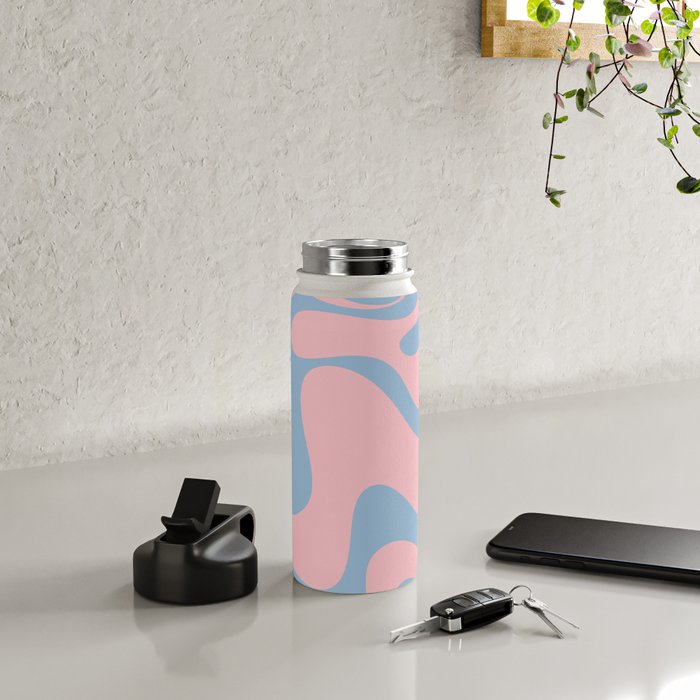 Pastel Pink and Light Blue Retro Liquid Swirl Abstract 2 Water Bottle Gallery Image 4