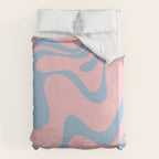 Pastel Pink and Light Blue Retro Liquid Swirl Abstract 2 Duvet Cover Gallery Image 6