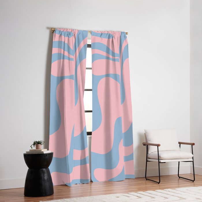 Pastel Pink and Light Blue Retro Liquid Swirl Abstract 2 Window Curtain Gallery Image 2