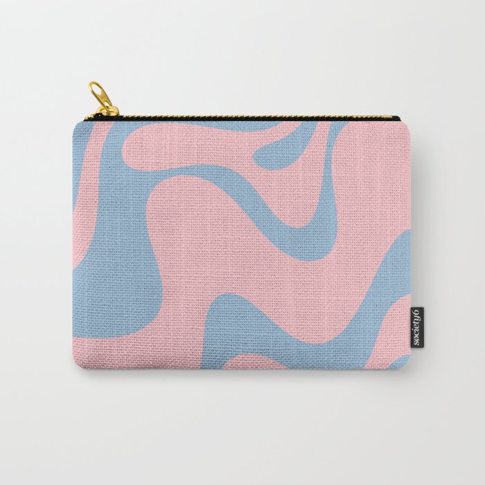 Pastel Pink and Light Blue Retro Liquid Swirl Abstract 2 Carry All Pouch Gallery Image 1