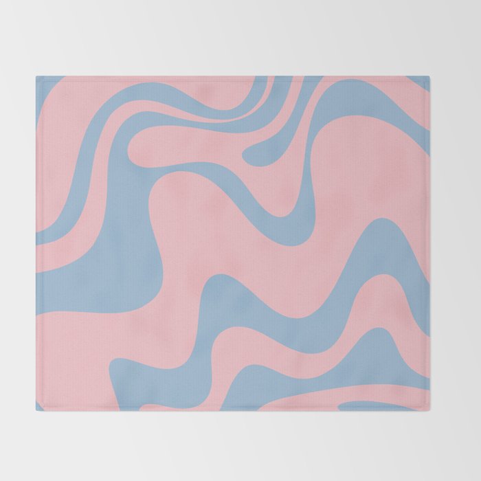 Pastel Pink and Light Blue Retro Liquid Swirl Abstract 2 Throw Blanket Gallery Image 2