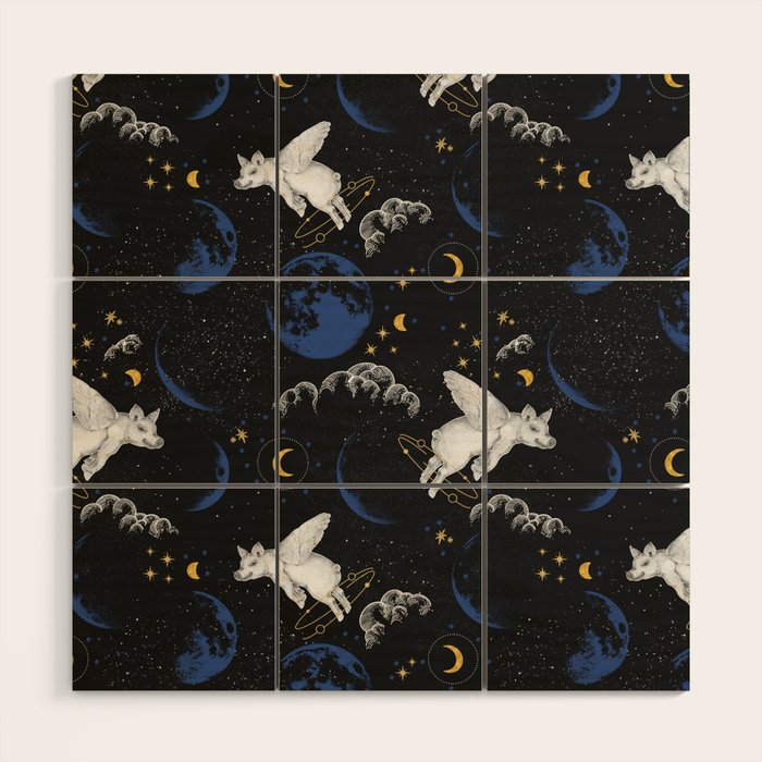 Celestial Pigs of the Night Sky A Wood Wall Art Gallery Image 1