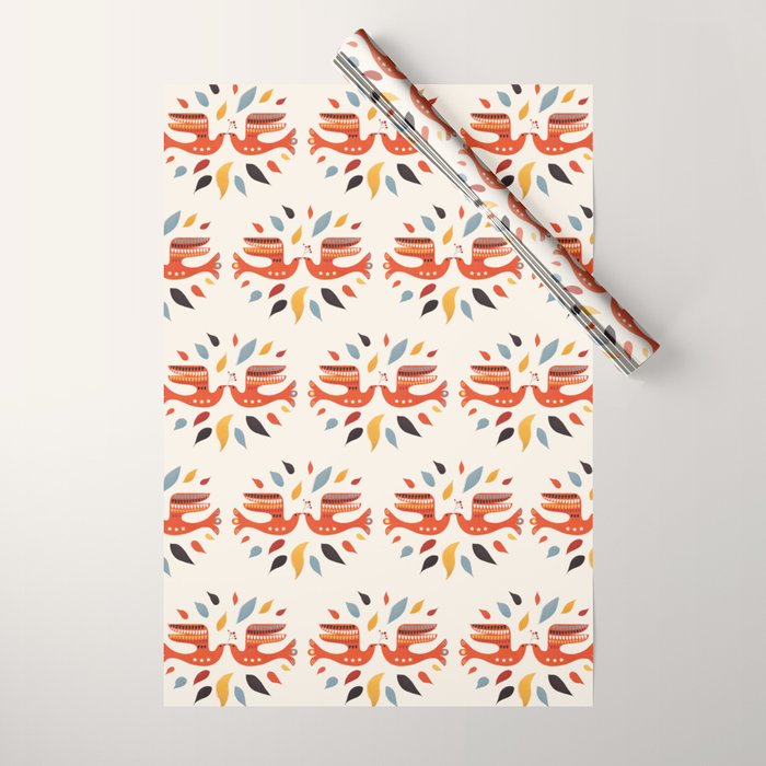 A Pair Of Festive Birds Wrapping Paper Gallery Image 1
