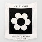 La Fleur | 06 - Retro Floral Print Black And White Flower Wall Tapestry Gallery Image 4