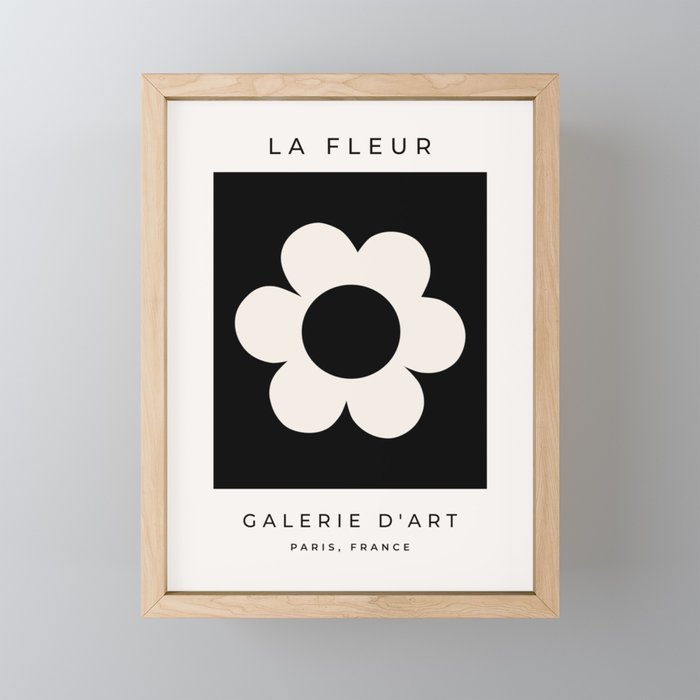 La Fleur | 06 - Retro Floral Print Black And White Flower Mini Art Print Gallery Image 1
