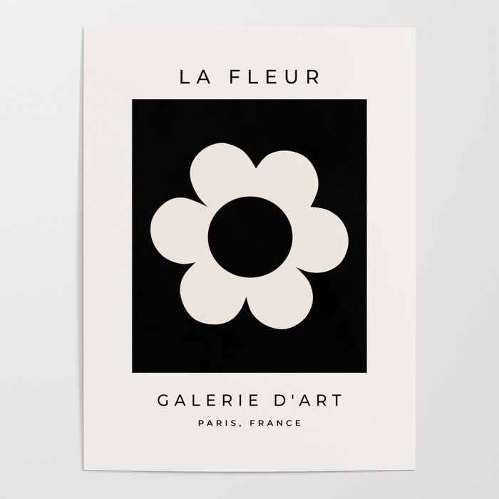 La Fleur | 06 - Retro Floral Print Black And White Flower Poster Gallery Image 1