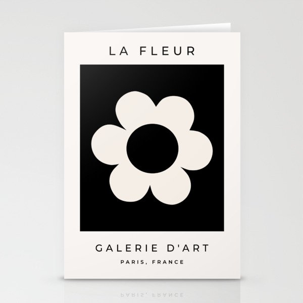 La Fleur | 06 - Retro Floral Print Black And White Flower Stationery Card Gallery Image 1