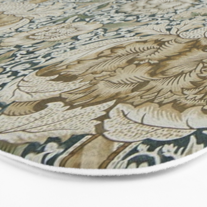 William Morris Wandle Forest Mustard Green Gold Vintage Pattern Bath Mat Gallery Image 3