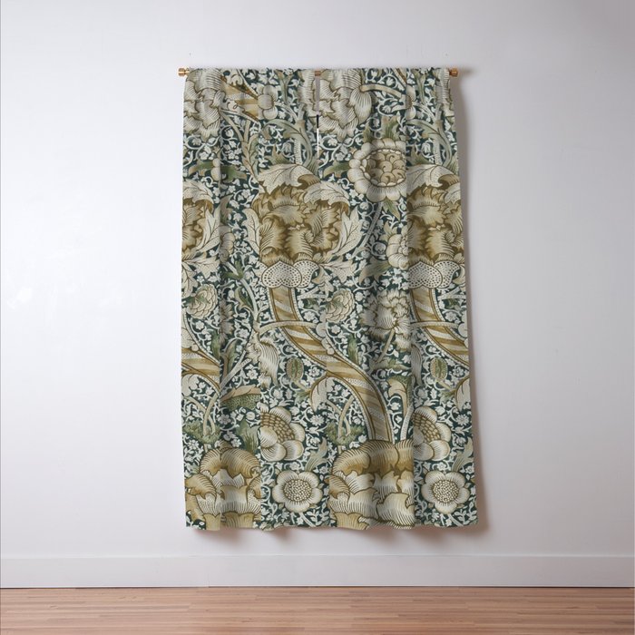 William Morris Wandle Forest Mustard Green Gold Vintage Pattern Window Curtain Gallery Image 3