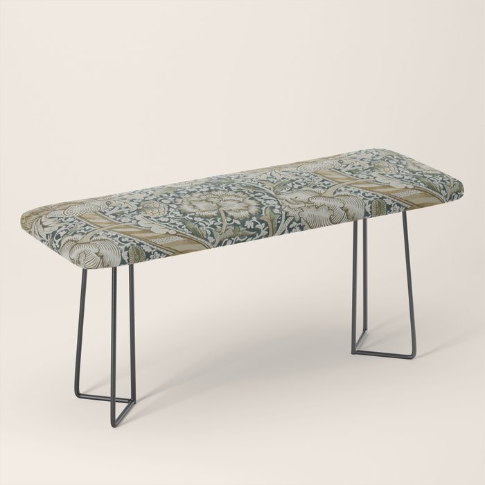 William Morris Wandle Forest Mustard Green Gold Vintage Pattern Bench Gallery Image 1