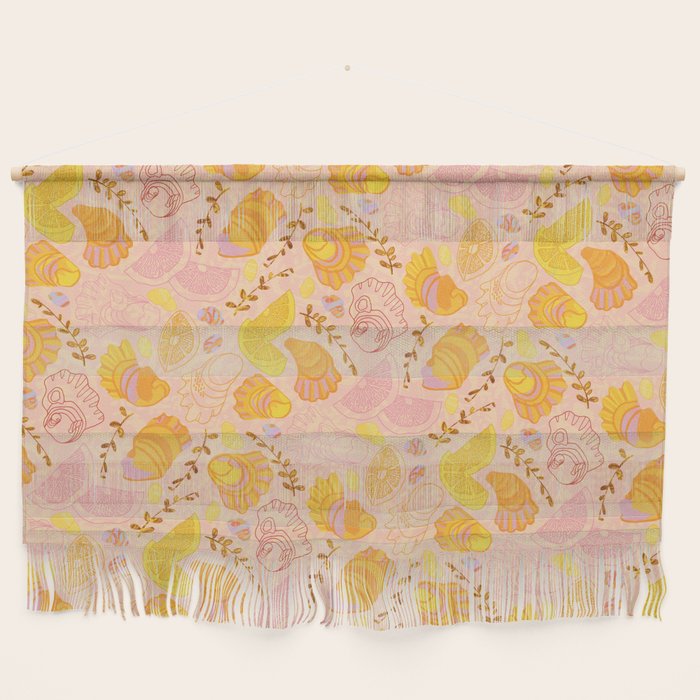 Coastal Oysters on the Beach in Lemon Orange & Peach Wall Hanging Gallery Image 1