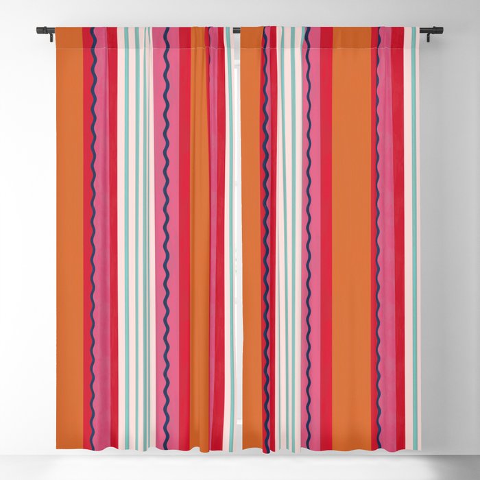 Bold Color Play Pink And Orange Stripes Window Curtain Gallery Image 5