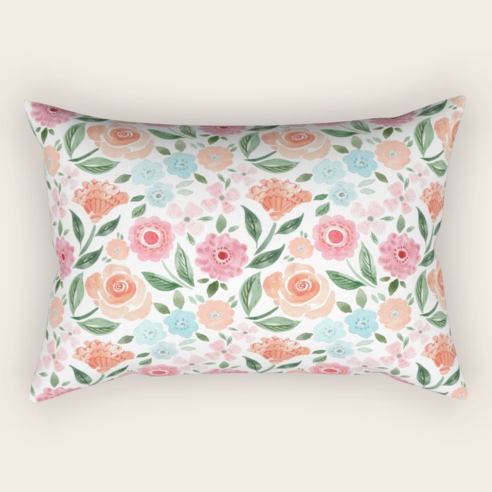 Just Peachy Floral Blooms Rectangular Pillow Gallery Image 2