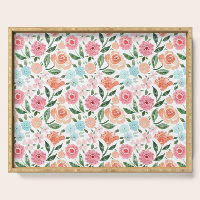Just Peachy Floral Blooms Serving Tray Gallery Image 1