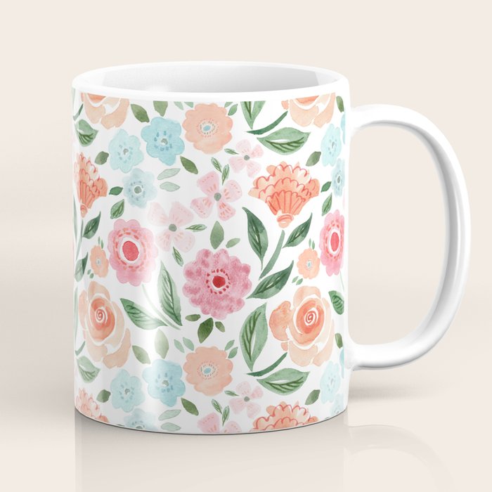 Just Peachy Floral Blooms Coffee Mug Gallery Image 1
