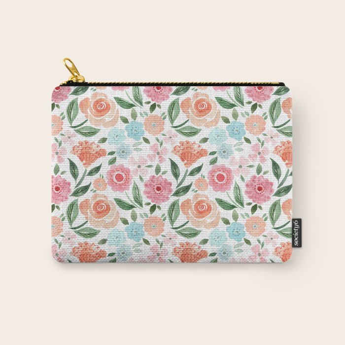 Just Peachy Floral Blooms Carry All Pouch Gallery Image 1