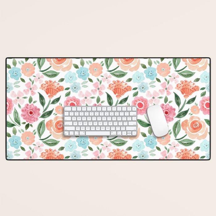 Just Peachy Floral Blooms Desk Mat Gallery Image 1