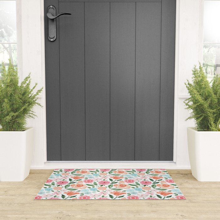 Just Peachy Floral Blooms Welcome Mat Gallery Image 3