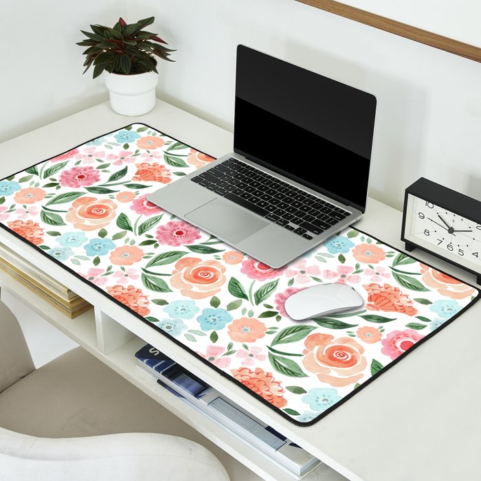 Just Peachy Floral Blooms Desk Mat Gallery Image 2