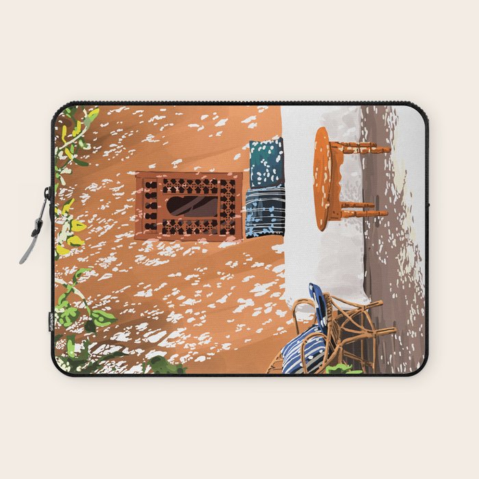 A Relaxed Afternoon | Tropical Summer Architecture | Buildings India Travel Bohemian Décor Painting Laptop Sleeve Gallery Image 1