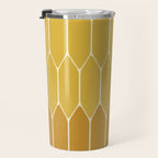 Minimalist Geometric Long Honeycomb Two-Toned Pattern in Light and Dark Mustard Travel Mug Gallery Image 3