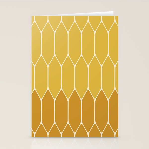 Minimalist Geometric Long Honeycomb Two-Toned Pattern in Light and Dark Mustard Stationery Card Gallery Image 2