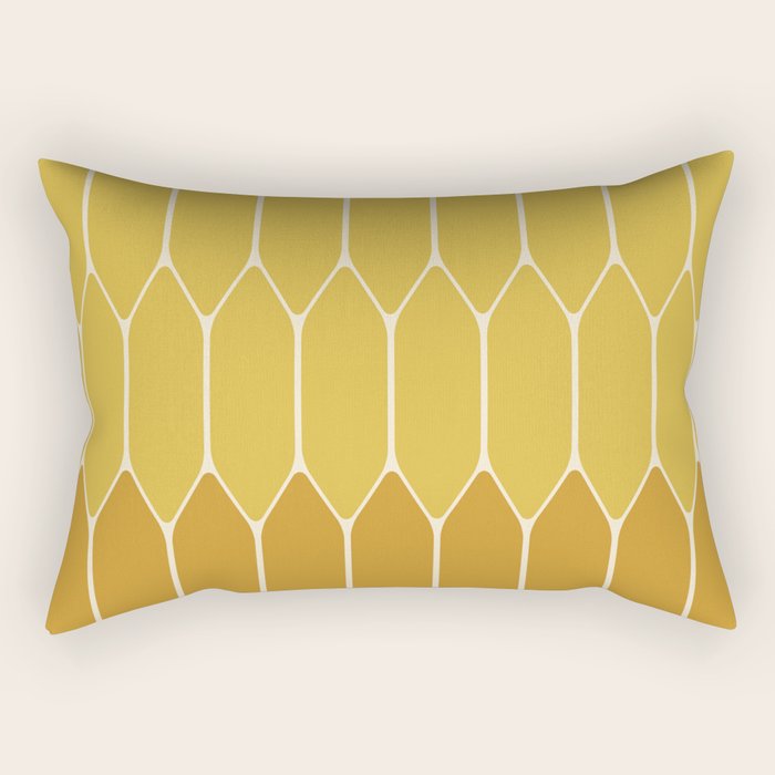 Minimalist Geometric Long Honeycomb Two-Toned Pattern in Light and Dark Mustard Rectangular Pillow Gallery Image 2