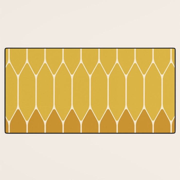 Minimalist Geometric Long Honeycomb Two-Toned Pattern in Light and Dark Mustard Desk Mat Gallery Image 3