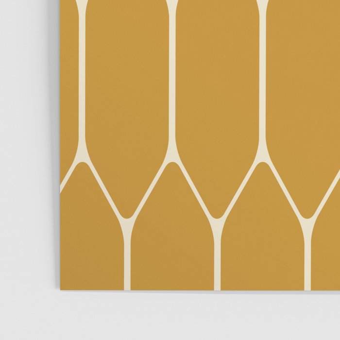 Minimalist Geometric Long Honeycomb Two-Toned Pattern in Light and Dark Mustard Poster Gallery Image 3