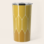 Minimalist Geometric Long Honeycomb Two-Toned Pattern in Light and Dark Mustard Travel Mug Gallery Image 1